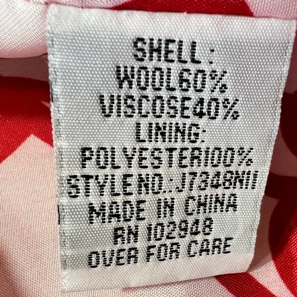 Gorgeous Tulle Bright Red Wool Blend Coat with Red & White Print Lining … - Picture 6 of 9